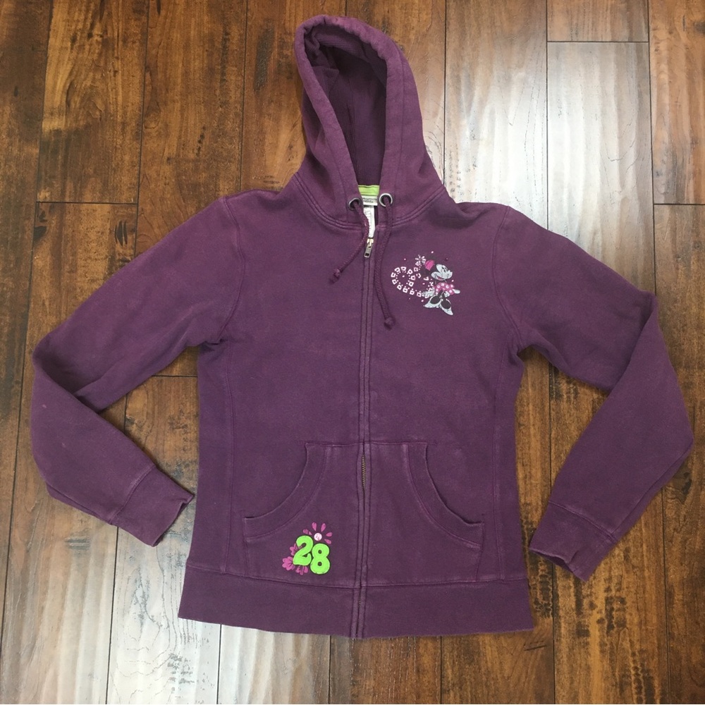 DISNEY PARKS MINNIE MOUSE Hoodie Jacket Zip Up Girls Youth Size Medium